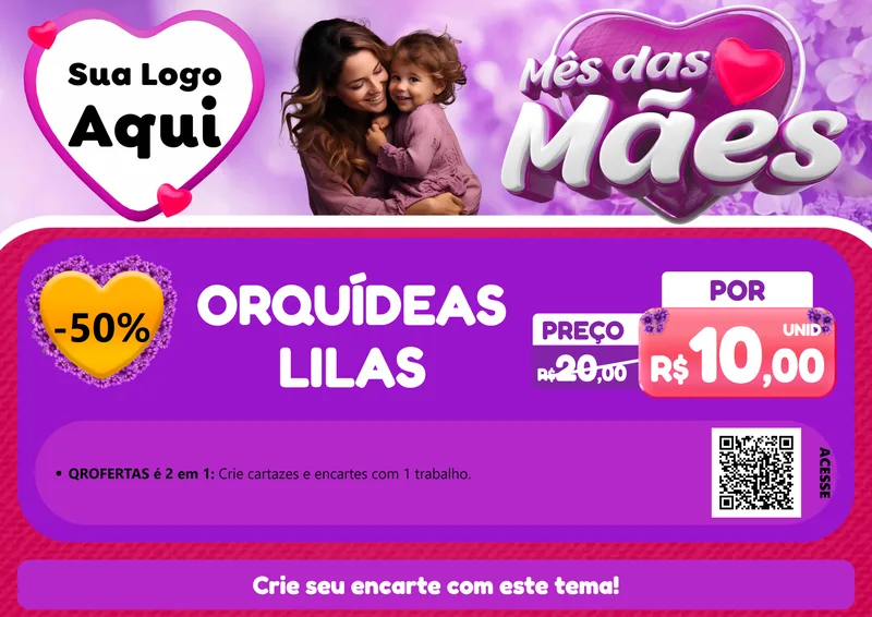 Modelo de Cartaz para Cartaz A4 Horizontal com o tema Mês das Mães para Floricultura e jardim