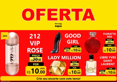Modelo de Encarte para Encarte A4 Horizontal com o tema OFERTA - Vermelho Cartaz para Perfumes