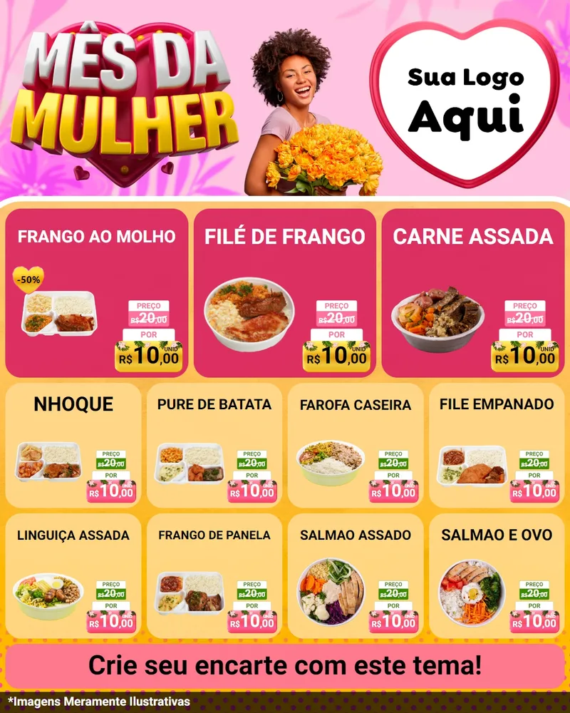 Modelo de Rede Social para Feed Instagram com o tema Mês da Mulher para Restaurante
