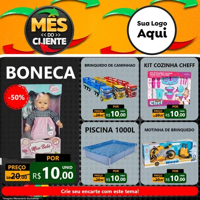 Modelo de Rede Social para Feed Facebook com o tema Mês do Cliente para Brinquedos