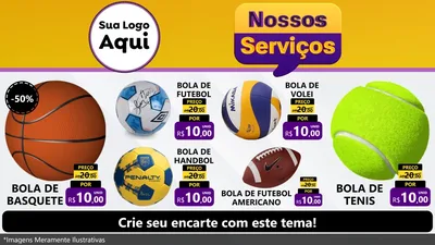 Modelo de TV para TV Horizontal com o tema Nossos Serviços para Artigos Esportivos