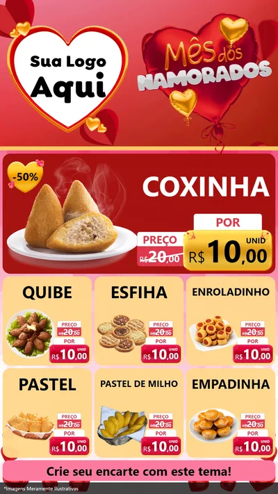 Modelo de Rede Social para Stories com o tema Mês dos Namorados para Salgadaria