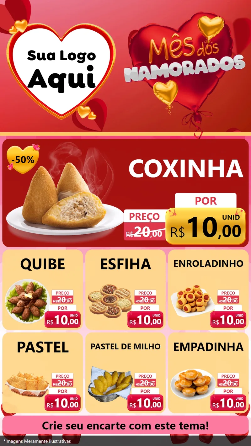 Modelo de Rede Social para Stories com o tema Mês dos Namorados para Salgadaria