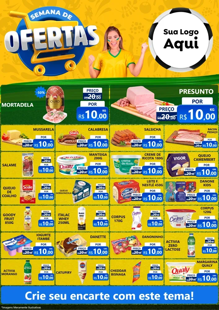 Modelo de Encarte para Encarte A4 Vertical com o tema Semana de Ofertas - Copa para Frios e Laticínios