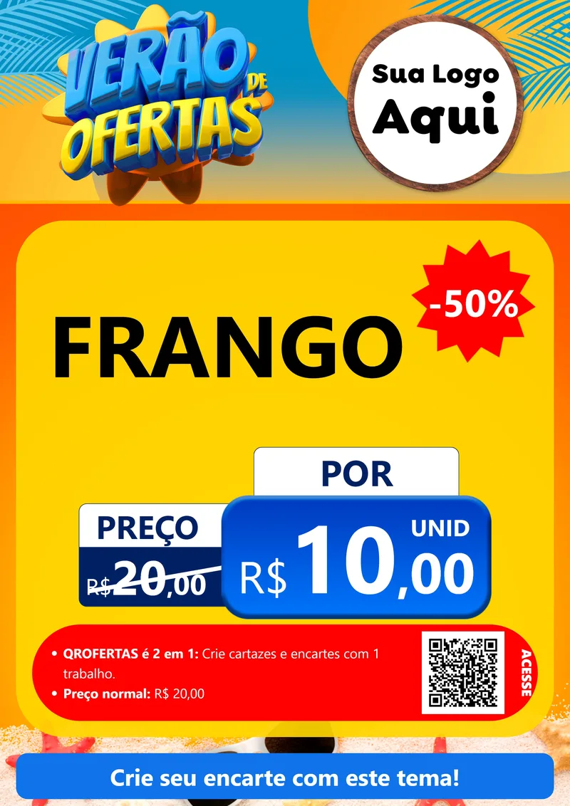 Modelo de Cartaz para Cartaz A4 Vertical com o tema Verão de Ofertas para Assados