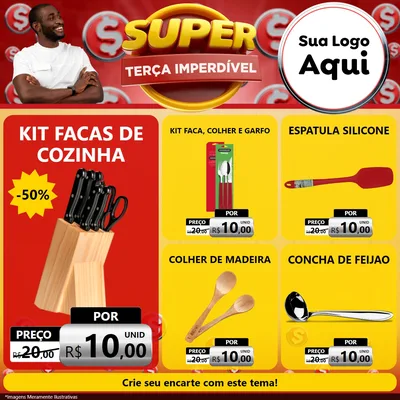 Modelo de Rede Social para Feed Facebook com o tema Super Terça Imperdível para Utilidades Domésticas