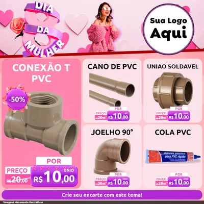 Modelo de Rede Social para Feed Facebook com o tema Dia da Mulher para Tubos e conexões
