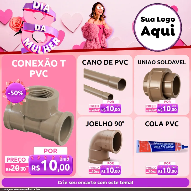 Modelo de Rede Social para Feed Facebook com o tema Dia da Mulher para Tubos e conexões
