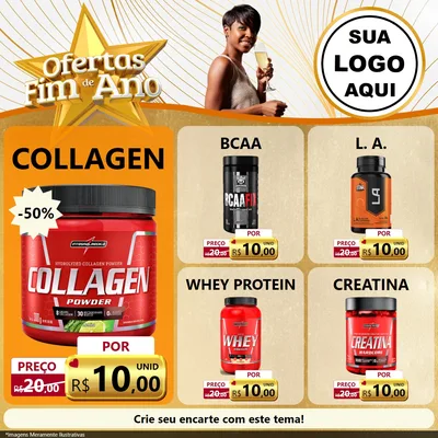 Modelo de Rede Social para Feed Facebook com o tema Ofertas Fim de Ano para Suplementos alimentares