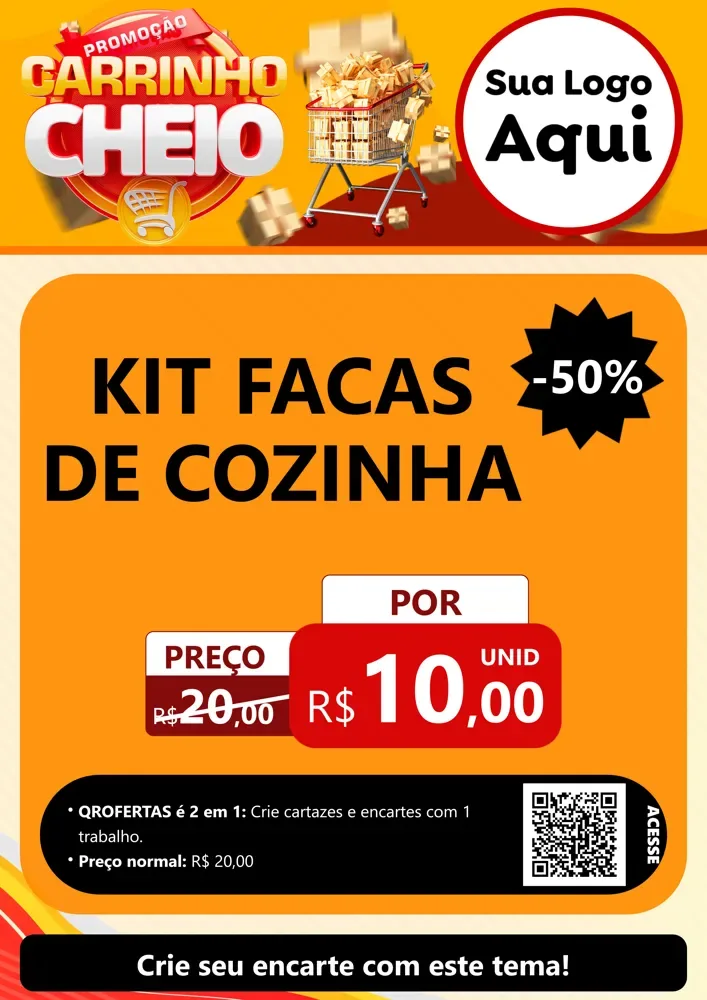 Modelo de Cartaz para Cartaz A4 Vertical com o tema Promoção carrinho cheio para Utilidades Domésticas