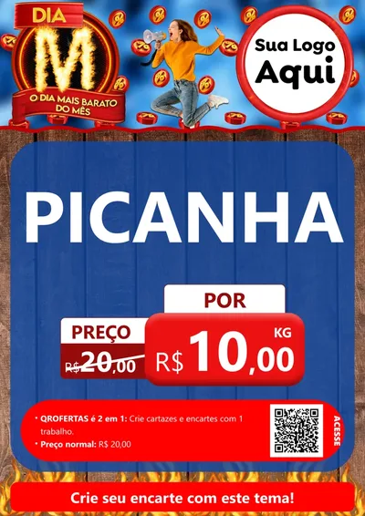 Modelo de Cartaz para Cartaz A4 Vertical com o tema Dia M - O Dia Mais Barato Do Mês para Açougue
