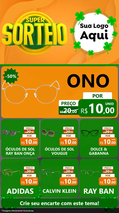 Modelo de Rede Social para Stories com o tema Super Sorteio para Óticas