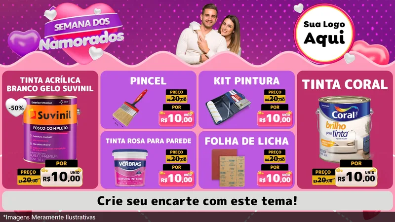 Modelo de TV para TV Horizontal com o tema Semana dos Namorados para Tintas e Ferramentas