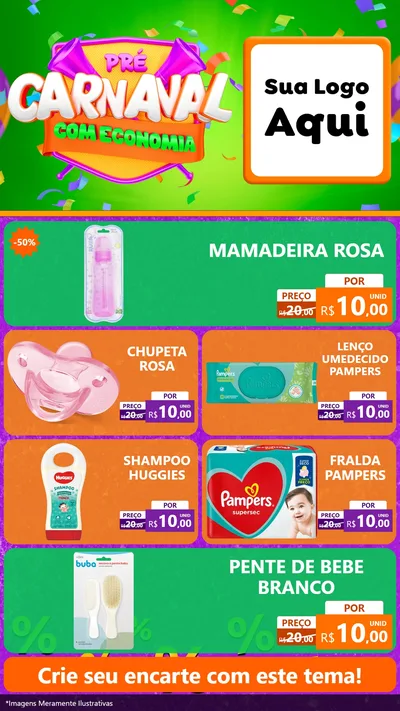 Modelo de TV para TV Vertical com o tema Pré-Carnaval Com Economia para Bebês