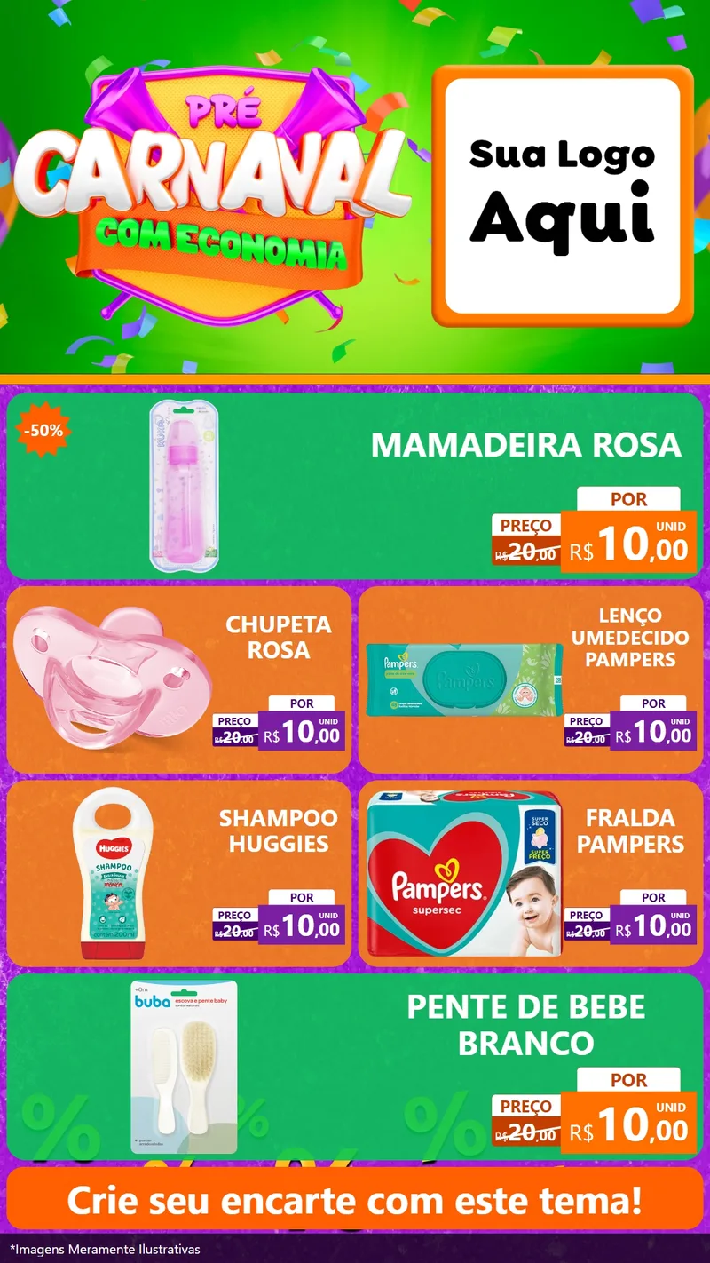 Modelo de TV para TV Vertical com o tema Pré-Carnaval Com Economia para Bebês