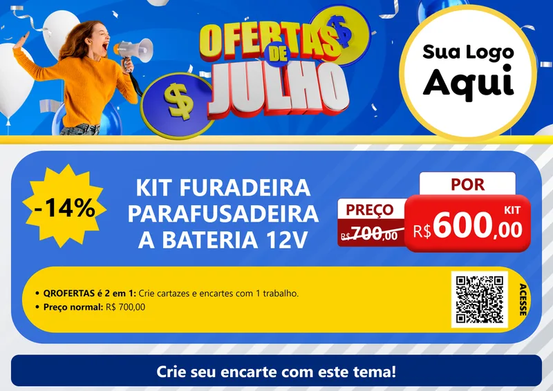 Modelo de Cartaz para Cartaz A4 Horizontal com o tema Ofertas de Julho para Maquinas e Ferramentas