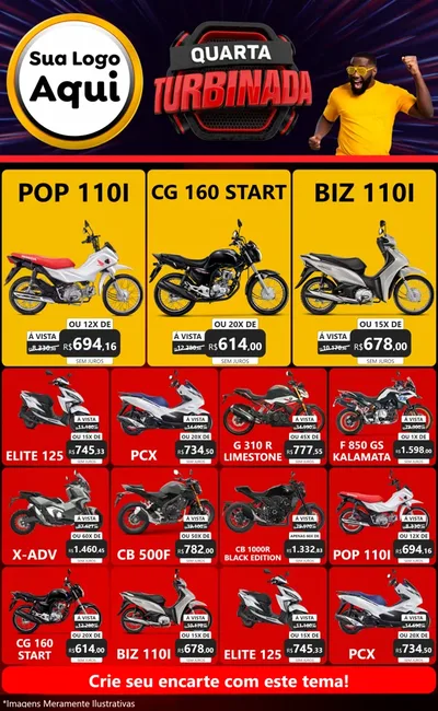 Modelo de Encarte para Encarte Grande com o tema Quarta Turbinada para Concessionaria de Motos
