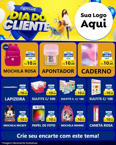 Modelo de Rede Social para Feed Instagram com o tema Especial Dia do Cliente para Papelaria