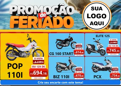 Modelo de Encarte para Encarte A4 Horizontal com o tema Promoção de Feriado para Concessionaria de Motos