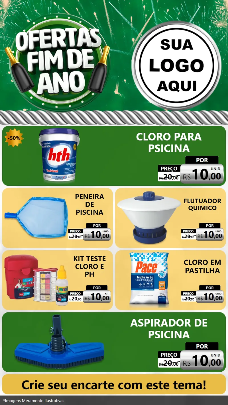Modelo de TV para TV Vertical com o tema Ofertas Fim de Ano para Produtos para Piscina