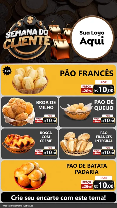 Modelo de TV para TV Vertical com o tema Semana do Cliente para Padaria