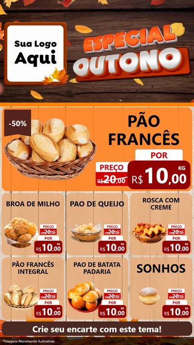Modelo de Rede Social para Stories com o tema Especial Outono para Padaria