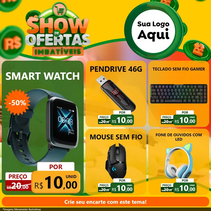 Modelo de Rede Social para Feed Facebook com o tema Show de Ofertas Imbatíveis para Informática