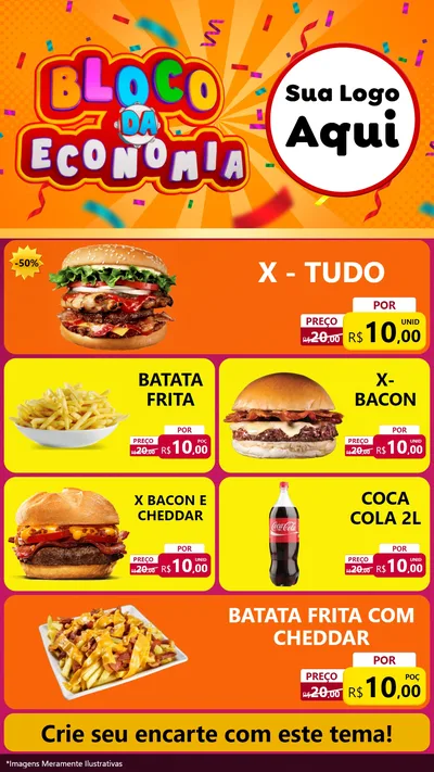 Modelo de TV para TV Vertical com o tema Bloco da Economia para Hamburgueria