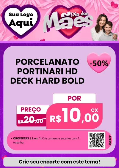 Modelo de Cartaz para Cartaz A4 Vertical com o tema Dia das Mães para Pisos e revestimentos