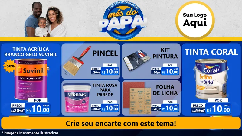Modelo de TV para TV Horizontal com o tema Ofertas Imperdíveis Mês Do Papai para Tintas e Ferramentas