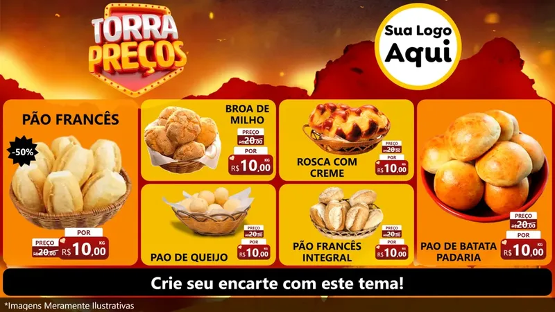 Modelo de TV para TV Horizontal com o tema Torra Preços para Padaria