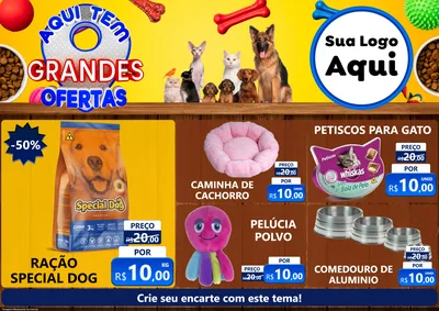 Modelo de Encarte para Encarte A4 Horizontal com o tema Aqui Tem Grandes Ofertas - Pet Shop para Pet Shop