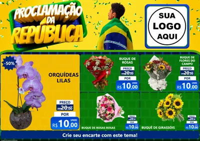 Modelo de Encarte para Encarte A4 Horizontal com o tema Proclamação da República para Floricultura e jardim