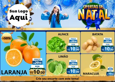 Modelo de Encarte para Encarte A4 Horizontal com o tema Ofertas de Natal para Hortifrúti
