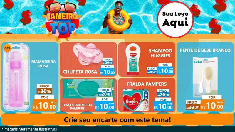 Modelo de TV para TV Horizontal com o tema Janeiro Top para Bebês