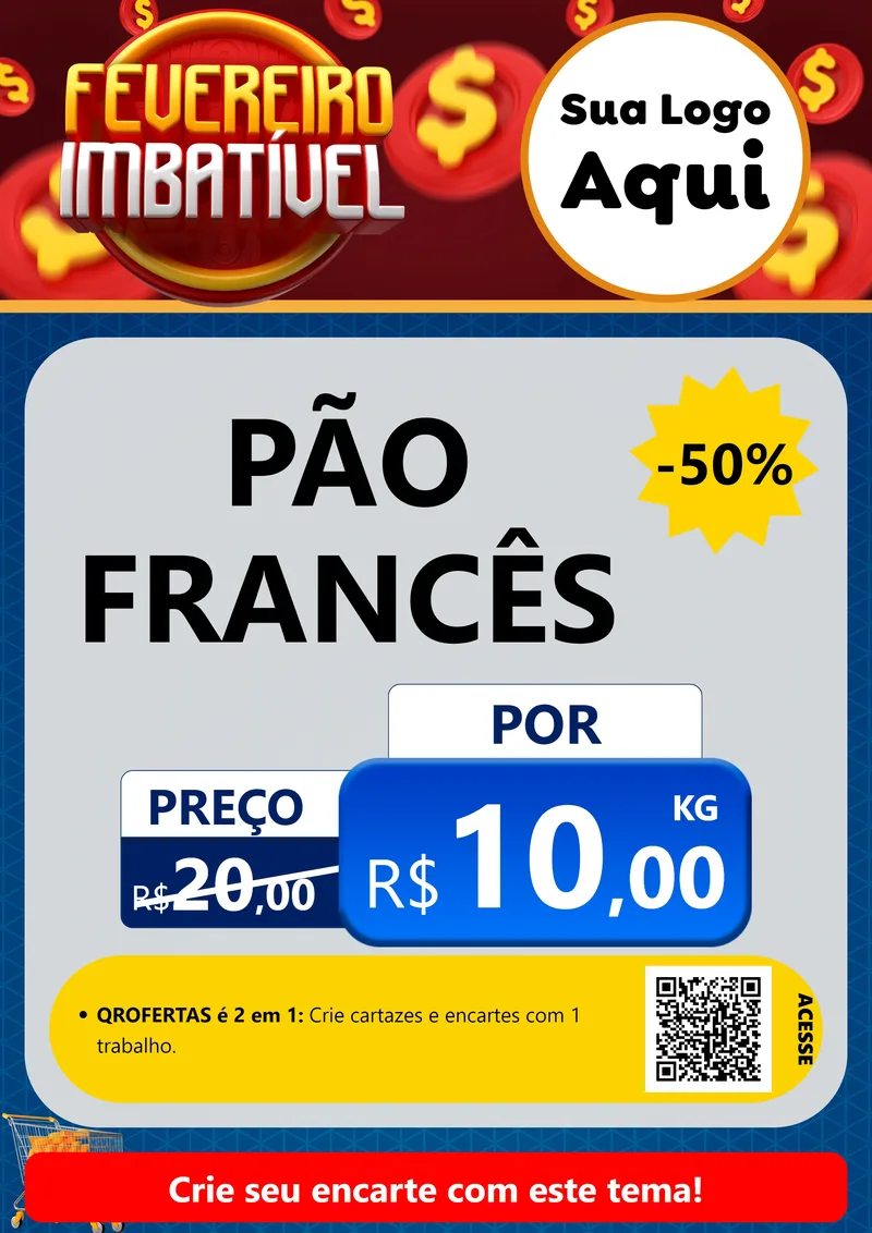 Modelo de Cartaz para Cartaz A4 Vertical com o tema Fevereiro Imbatível para Padaria