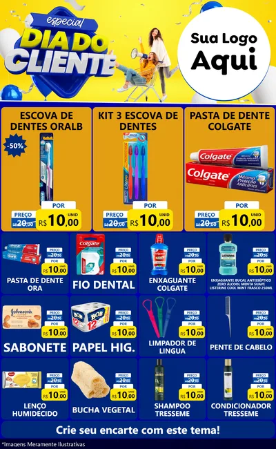 Modelo de Encarte para Encarte Grande com o tema Especial Dia do Cliente para Higiene Pessoal