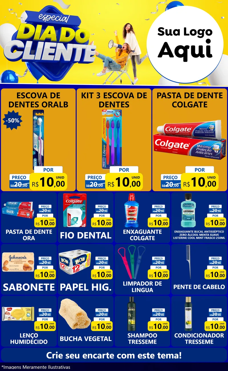 Modelo de Encarte para Encarte Grande com o tema Especial Dia do Cliente para Higiene Pessoal