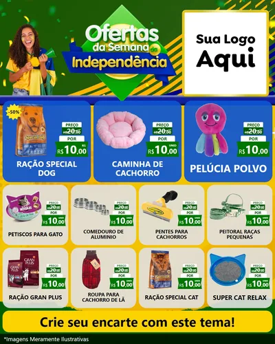 Modelo de Rede Social para Feed Instagram com o tema Ofertas da Semana da Independência para Pet Shop