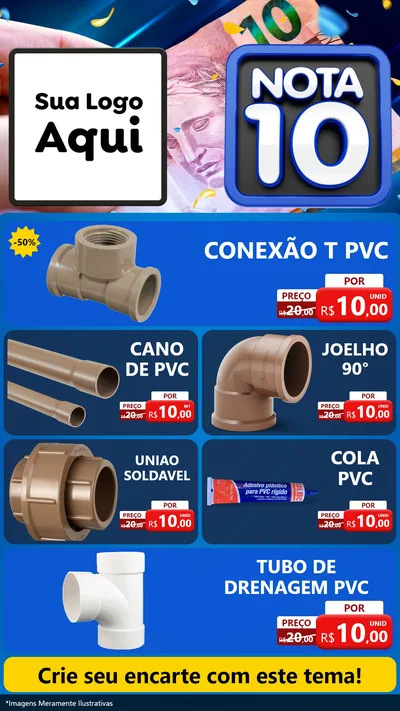 Modelo de TV para TV Vertical com o tema Nota 10 para Tubos e conexões