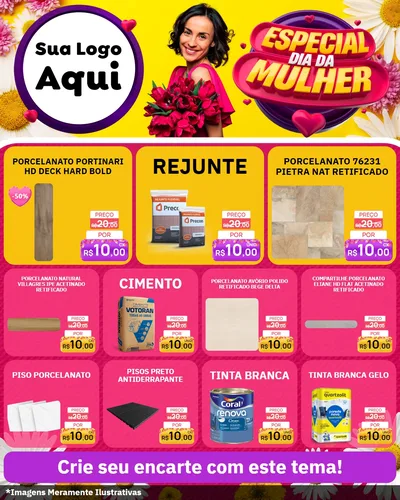 Modelo de Rede Social para Feed Instagram com o tema Especial Dia da Mulher para Pisos e revestimentos