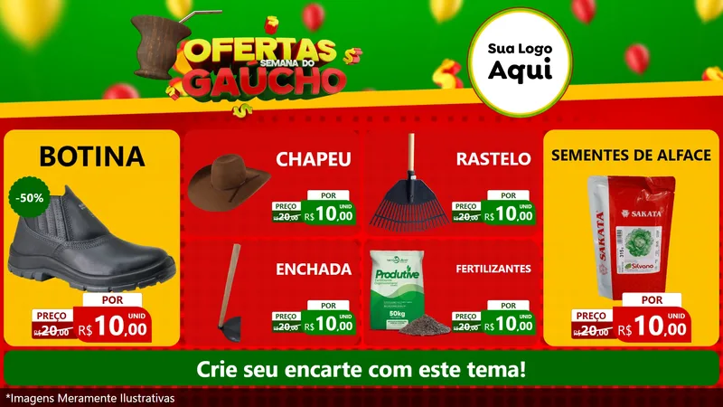 Modelo de TV para TV Horizontal com o tema Ofertas Semana Do Gaúcho para Agropecuária