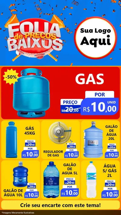 Modelo de Rede Social para Stories com o tema Folia de Preços Baixos para Água e gás