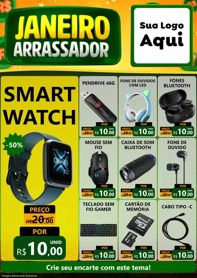 Modelo de Encarte para Encarte A4 Vertical com o tema Janeiro Arrasador para Informática