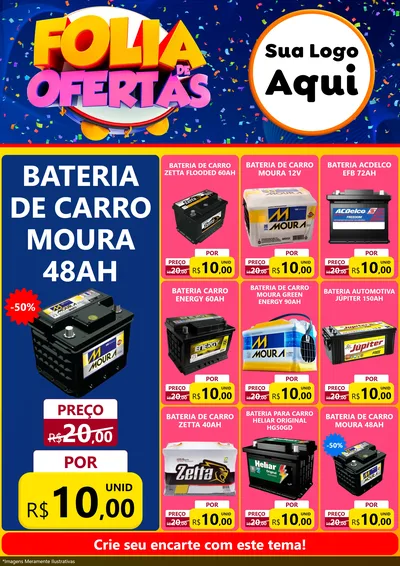 Modelo de Encarte para Encarte A4 Vertical com o tema Folia de Ofertas para Baterias Elétricas