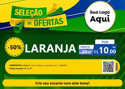 Modelo de Cartaz para Cartaz A4 Horizontal com o tema Seleção de Ofertas - Copa para Hortifrúti