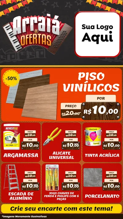 Modelo de Rede Social para Stories com o tema Arraiá de Ofertas - Junina para Material para Construção
