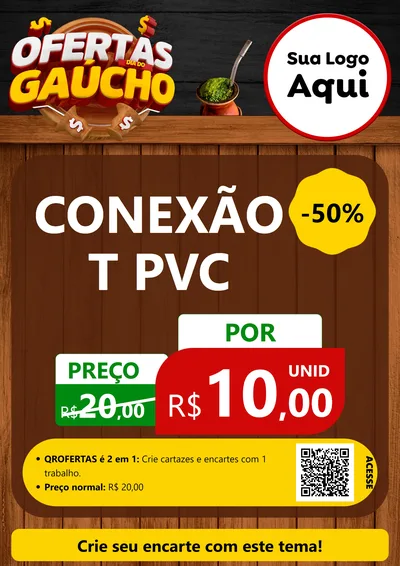 Modelo de Cartaz para Cartaz A4 Vertical com o tema Ofertas Dia do Gaúcho para Tubos e conexões
