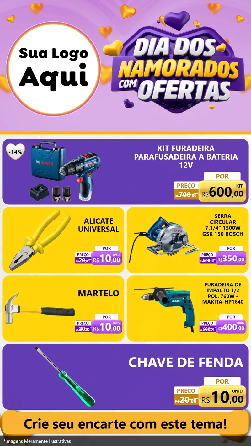 Modelo de TV para TV Vertical com o tema Dia Dos Namorados Com Ofertas para Maquinas e Ferramentas