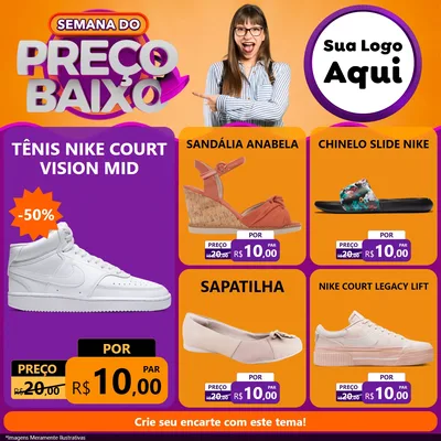 Modelo de Rede Social para Feed Facebook com o tema Semana do Preço Baixo para Calçados